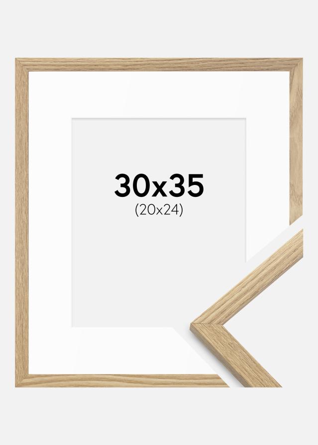 Cadre Trendy Chêne 30x35 cm - Passe-partout Blanc 21x25 cm