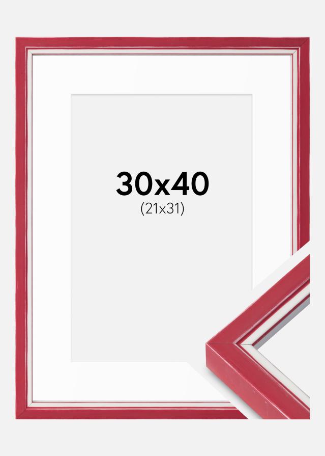 Cadre Diana Rouge 30x40 cm - Passe-partout Blanc 22x32 cm