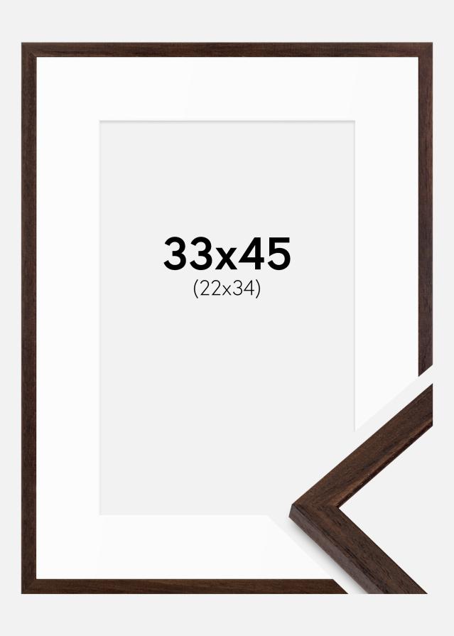Cadre Edsbyn Noyer 33x45 cm - Passe-partout Blanc 23x35 cm
