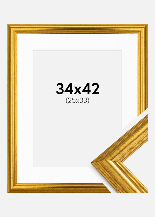 Cadre Västkusten Or 34x42 cm - Passe-partout Blanc 26x34 cm