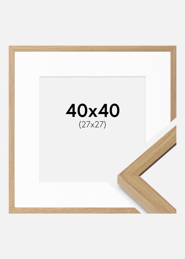 Cadre Ares Chêne Naturel 40x40 cm - Passe-partout Blanc 28x28 cm