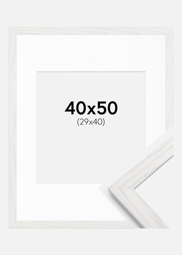 Cadre Stilren Chêne Blanc 40x50 cm - Passe-partout Blanc 30x41 cm