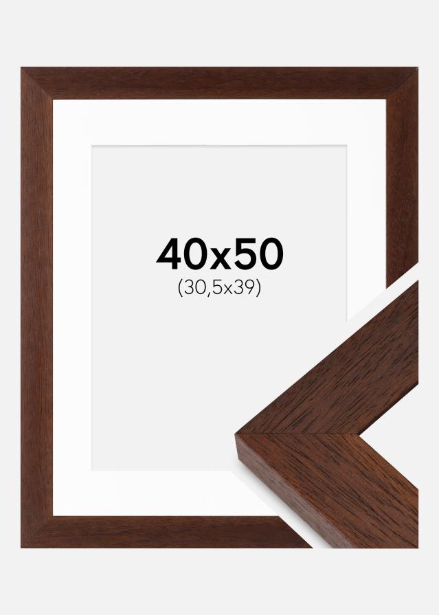 Cadre Juno Teak 40x50 cm - Passe-partout Blanc 31,5x40 cm