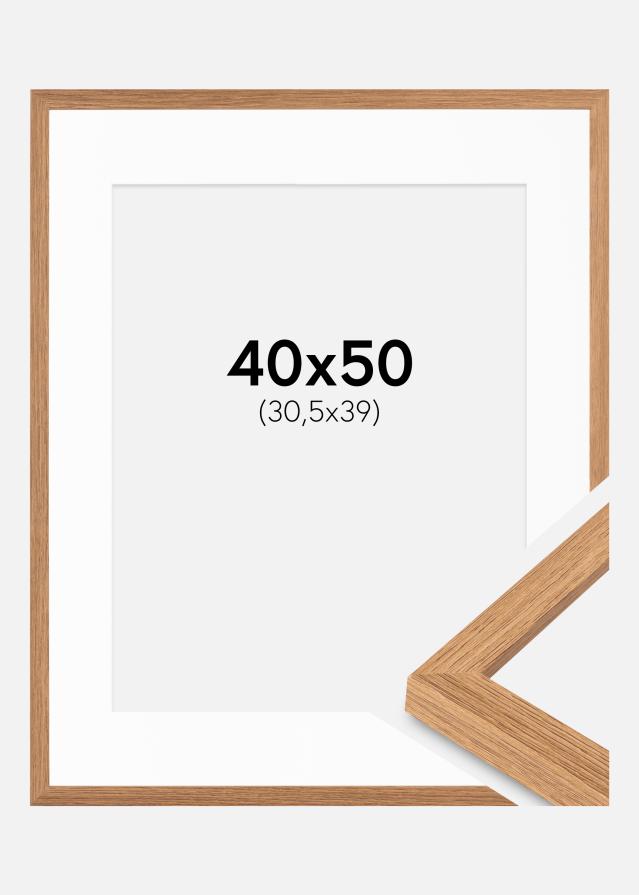 Cadre Modern Teak 40x50 cm - Passe-partout Blanc 31,5x40 cm