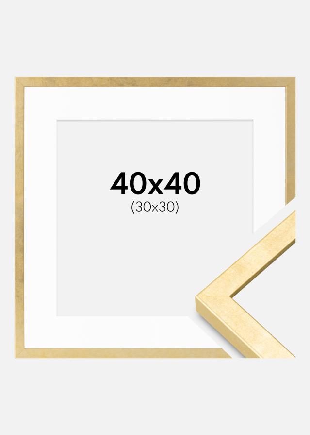 Cadre Ares Or 40x40 cm - Passe-partout Blanc 31x31 cm