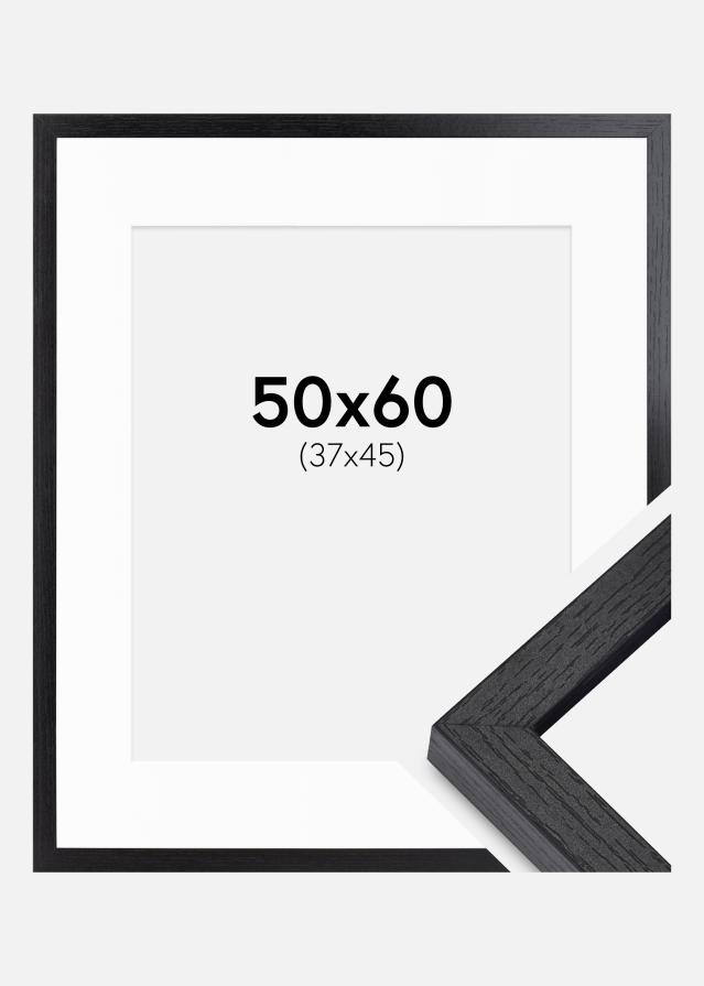 BGA Cadre Boîte Noir 50x60 cm - Passe-partout Blanc 38x46 cm