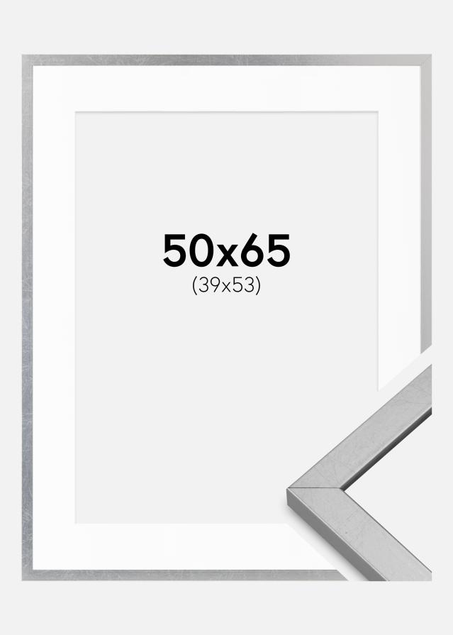 Cadre Minerva Argent 50x65 cm - Passe-partout Blanc 40x54 cm