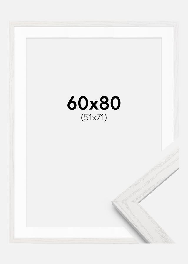 Cadre Stilren Chêne Blanc 60x80 cm - Passe-partout Blanc 52x72 cm