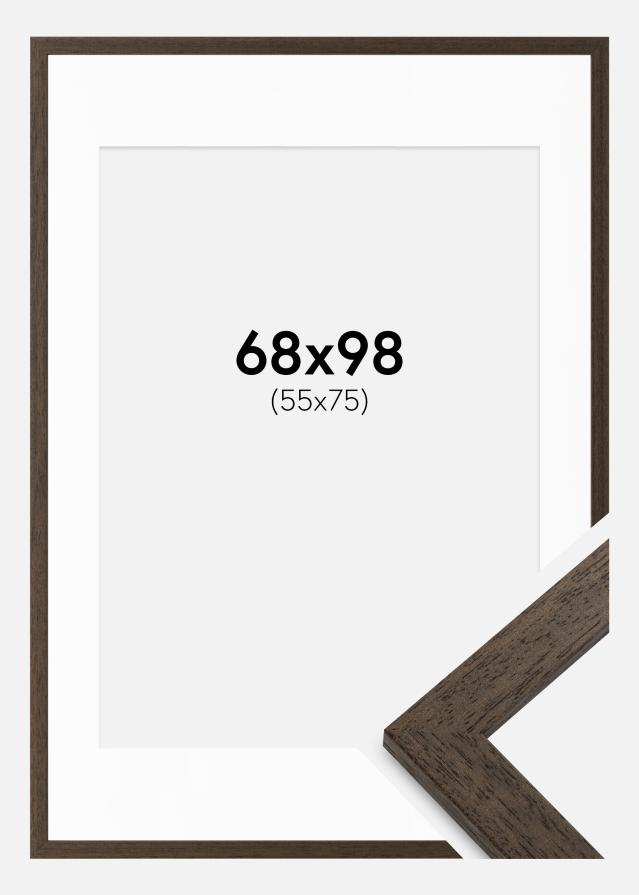 Cadre Marron bois 68x98 cm - Passe-partout Blanc 56x76 cm