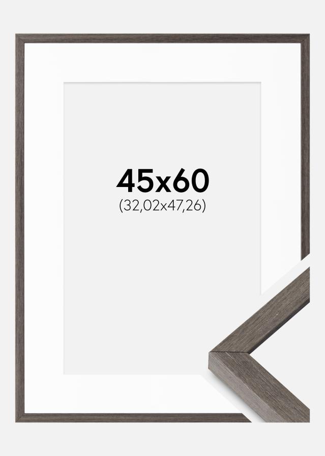 Cadre Ares Chêne Gris 45x60 cm - Passe-partout Blanc 13x19 inches