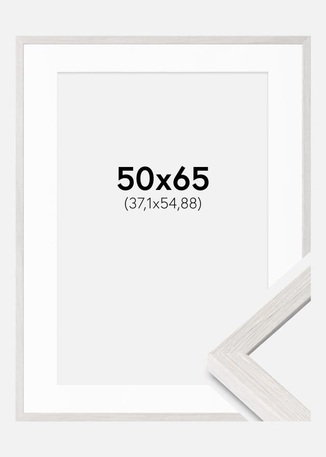 Cadre Ares Chêne Blanc 50x65 cm - Passe-partout Blanc 15x22 inches