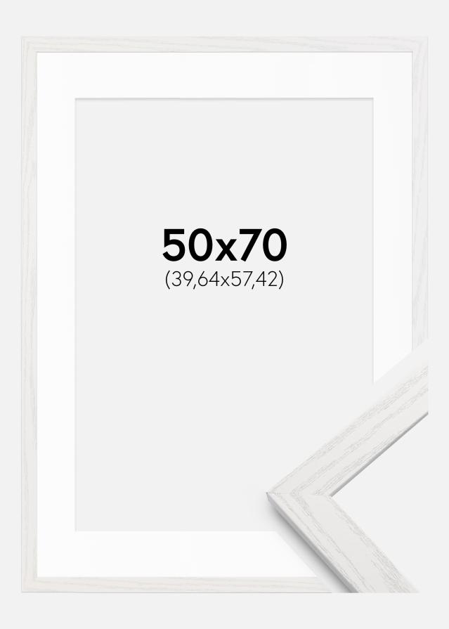 Cadre Stilren Chêne Blanc 50x70 cm - Passe-partout Blanc 16x23 inches