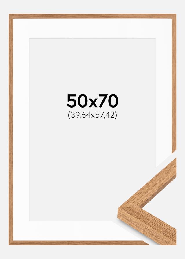 Cadre Modern Teak 50x70 cm - Passe-partout Blanc 16x23 inches