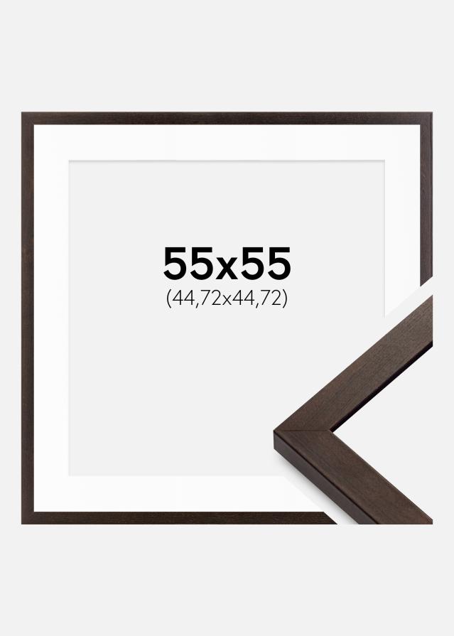 Cadre Selection Noyer 55x55 cm - Passe-partout Blanc 18x18 inches
