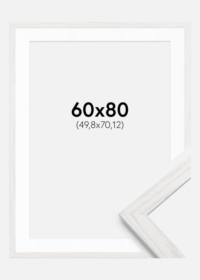 Cadre Stilren Chêne Blanc 60x80 cm - Passe-partout Blanc 20x28 inches