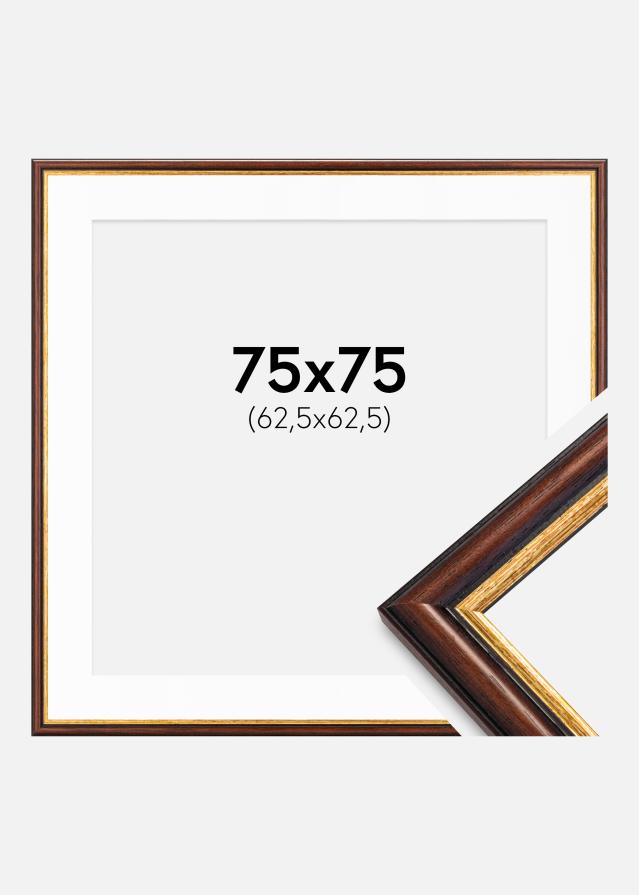Cadre Siljan Marron 75x75 cm - Passe-partout Blanc 25x25 inches
