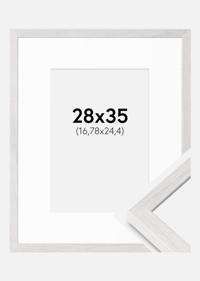 Cadre Ares Chêne Blanc 28x35 cm - Passe-partout Blanc 7x10 inches