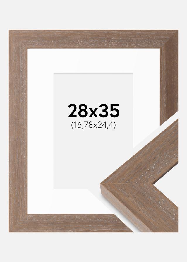 Cadre Juno Gris 28x35 cm - Passe-partout Blanc 7x10 inches