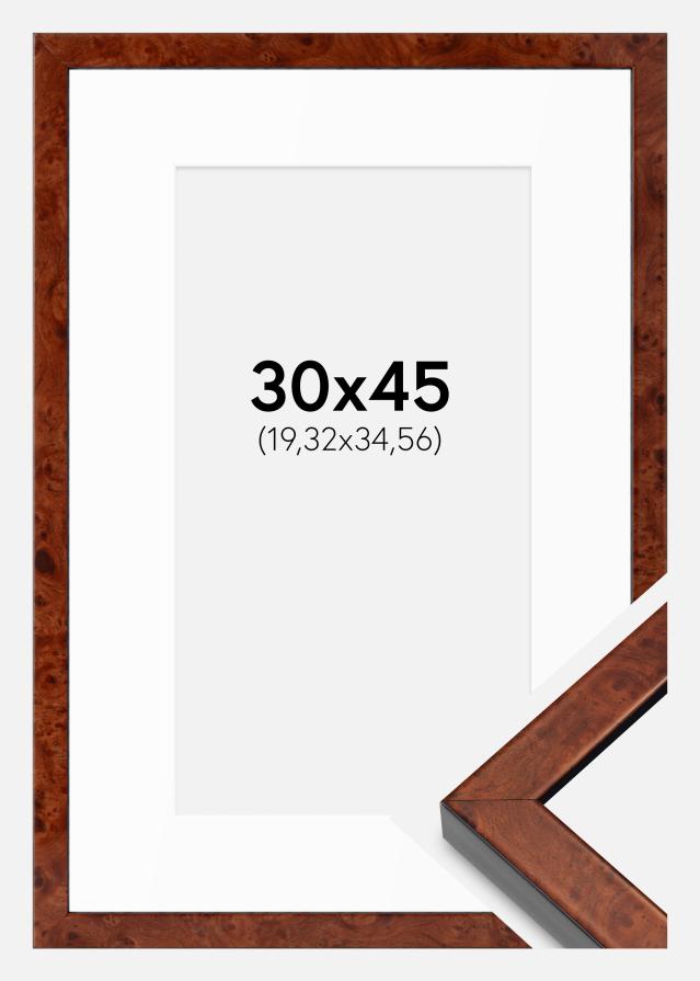 Cadre Hermes Noyer 30x45 cm - Passe-partout Blanc 8x14 inches