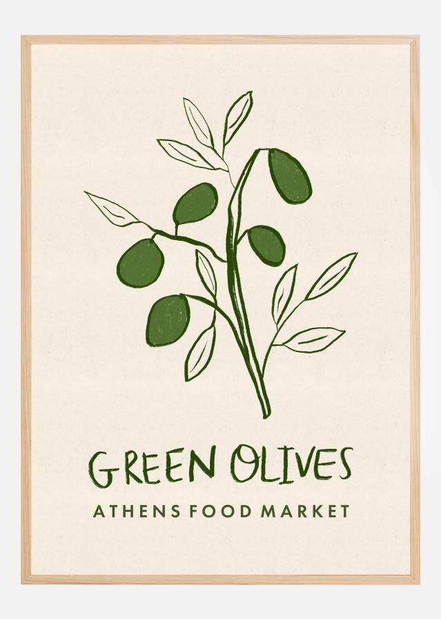 Green Olives Athens Food Market Greece Poster