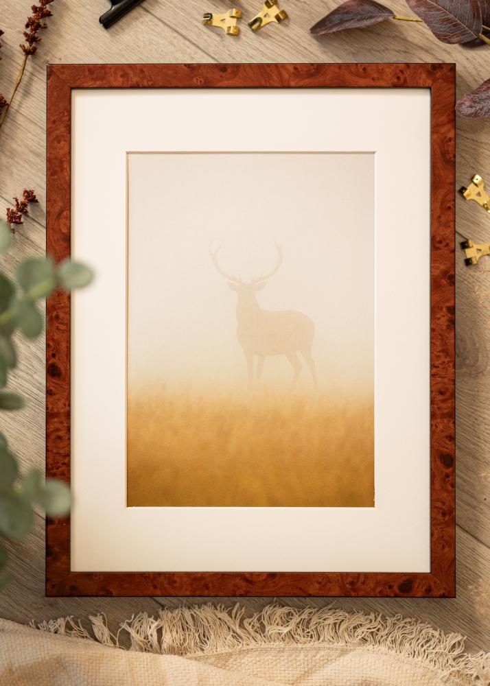 Cadre Hermes Noyer 20x30 cm - Passe-partout Blanc 15x21 cm