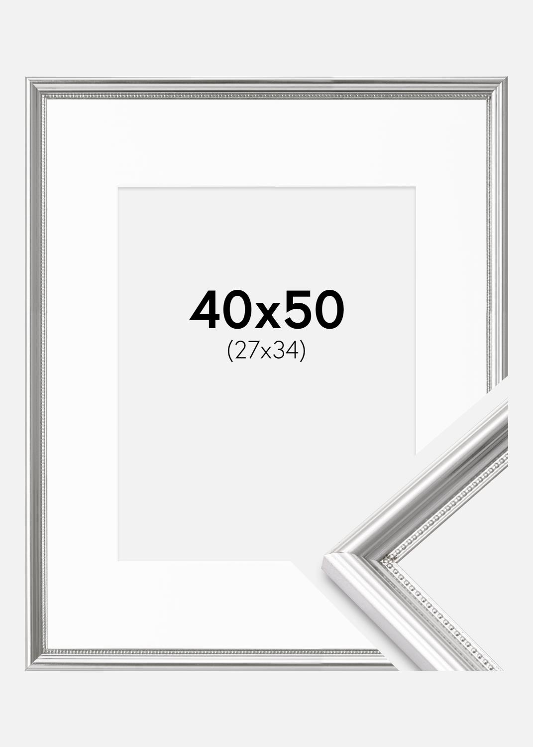 Product Image for Cadre Gala Argent 40x50 cm - Passe-partout Blanc 28x35 cm