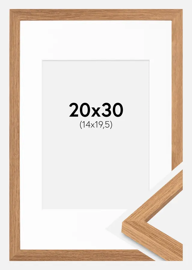 Cadre Modern Teak 20x30 cm - Passe-partout Blanc 15x21 cm