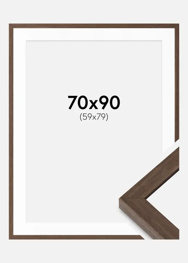 Cadre Hermes Noyer 70x90 cm - Passe-partout Blanc 60x80 cm