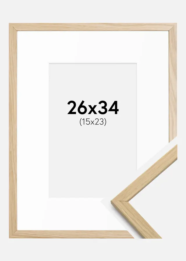 Cadre Edsbyn Chêne 26x34 cm - Passe-partout Blanc 16x24 cm