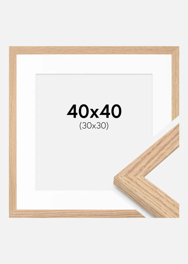 Cadre Tidlös Chêne massif 40x40 cm - Passe-partout Blanc 31x31 cm