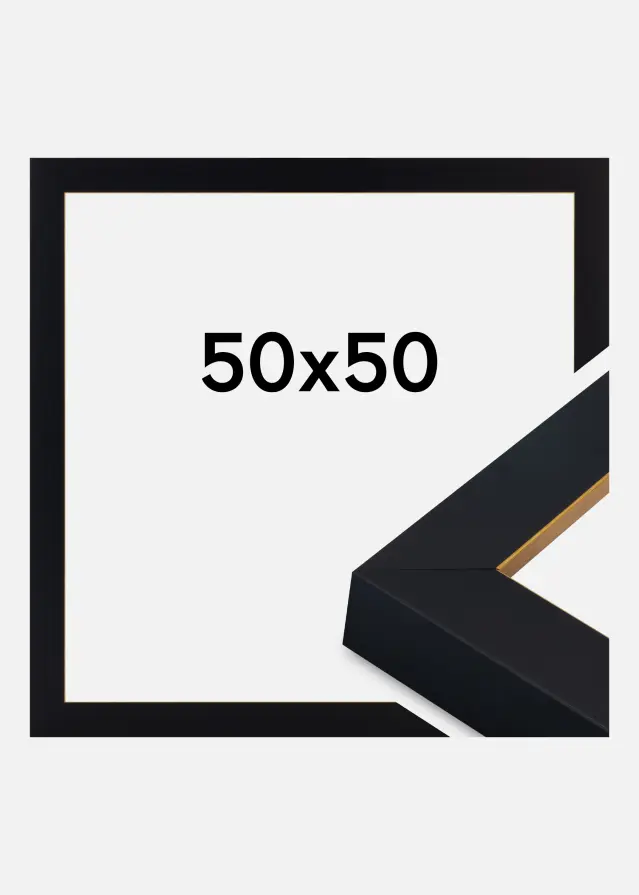 Cadre Sussex Verre Acrylique Noir/Or 50x50 cm