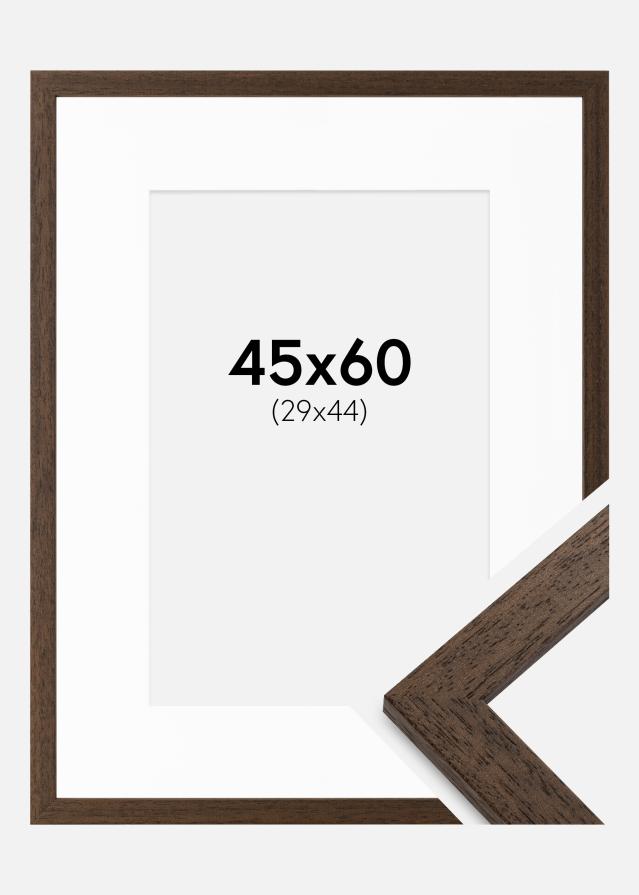 Cadre Brown Wood 45x60 cm - Passe-partout Blanc 30x45 cm