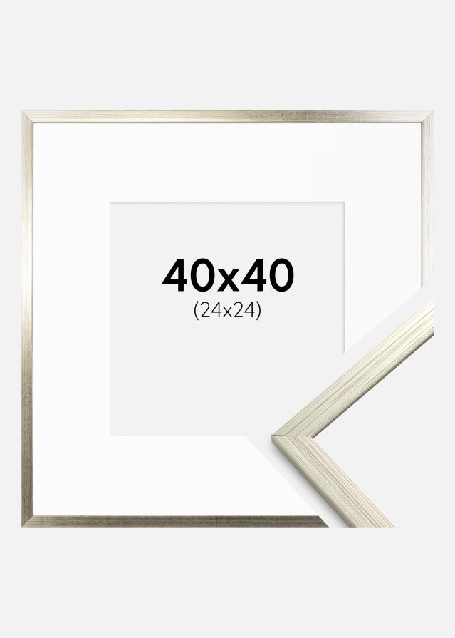 Cadre Edsbyn Argent 40x40 cm - Passe-partout Blanc 25x25 cm