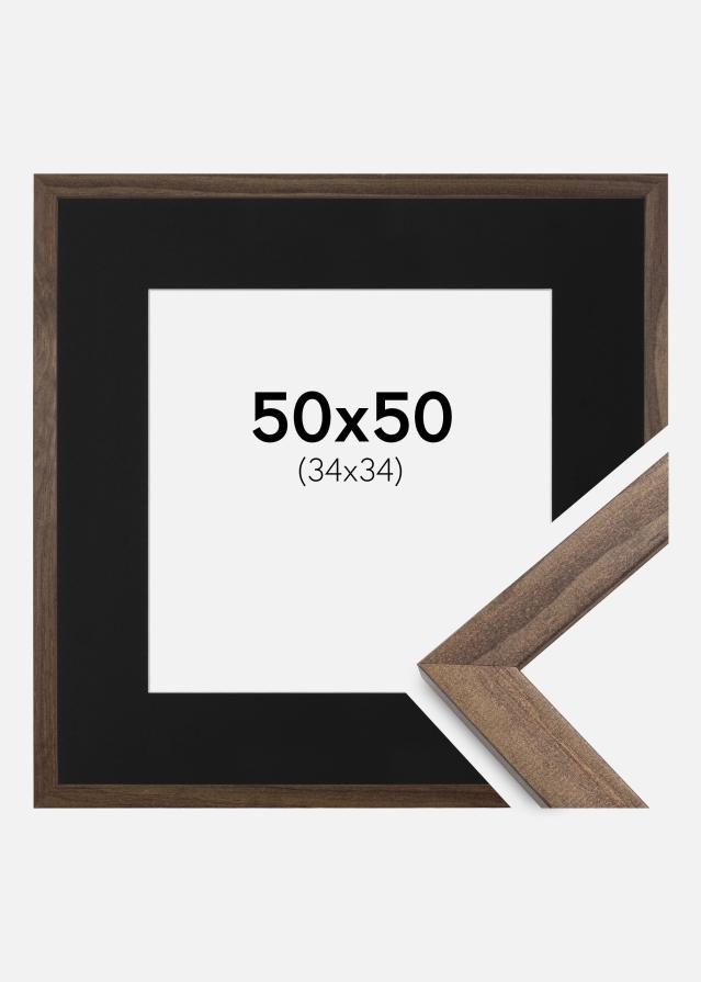 Cadre Stilren Noyer 50x50 cm - Passe-partout Noir 35x35 cm