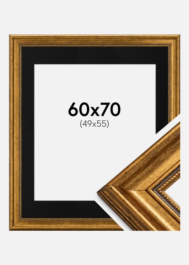 Cadre Rococo Or 60x70 cm - Passe-partout Noir 50x56 cm