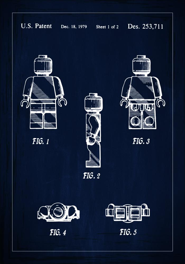 Dessin de brevet - Lego I - Bleu Poster