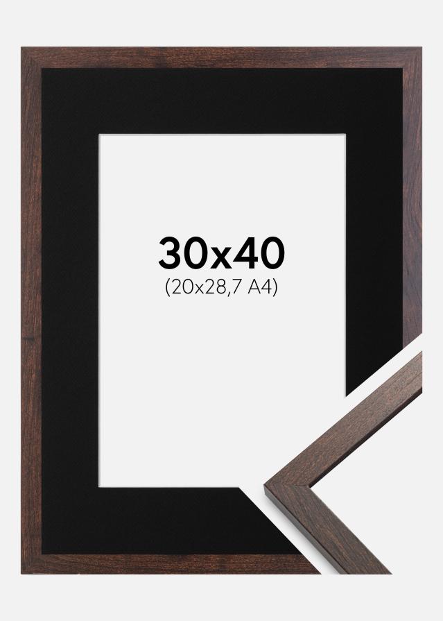 Cadre Trendy Noyer 30x40 cm - Passe-partout Noir 21x29,7 cm