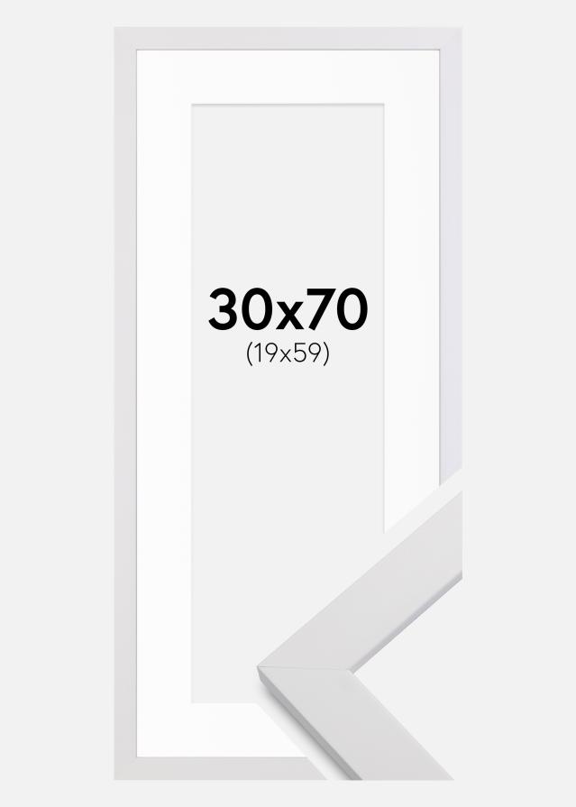 Cadre White Wood 30x70 cm - Passe-partout Blanc 20x60 cm