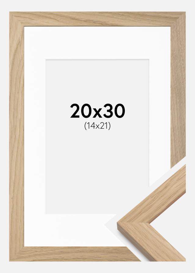 Cadre Oak Wood 20x30 cm - Passe-partout Blanc 15x22 cm