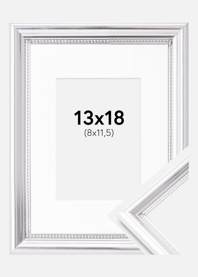 Cadre Gala Argent 13x18 cm - Passe-partout Blanc 9x12 cm