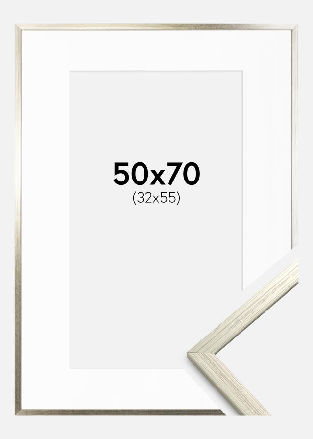 Cadre Edsbyn Argent 50x70 cm - Passe-partout Blanc 33x56 cm