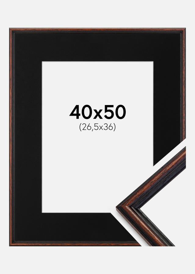 Cadre Horndal Noyer 40x50 cm - Passe-partout Noir 27,5x37 cm