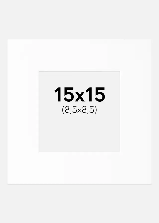 Passe-partout Blanc Standard (noyau blanc) 15x15 cm (8,5x8,5)