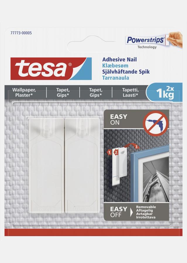 Tesa - Clou autocollant pour tous types de murs (max 2x1kg)