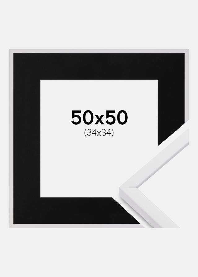 Cadre E-Line Blanc 50x50 cm - Passe-partout Noir 35x35 cm