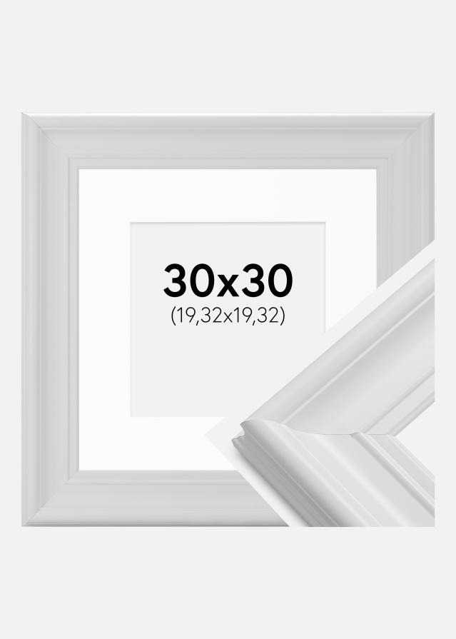 Cadre Mora Premium Blanc 30x30 cm - Passe-partout Blanc 8x8 inches