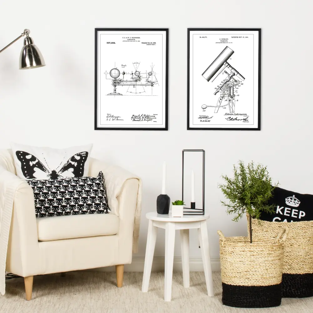 Dessin de brevet - Planétarium - Blanc Poster