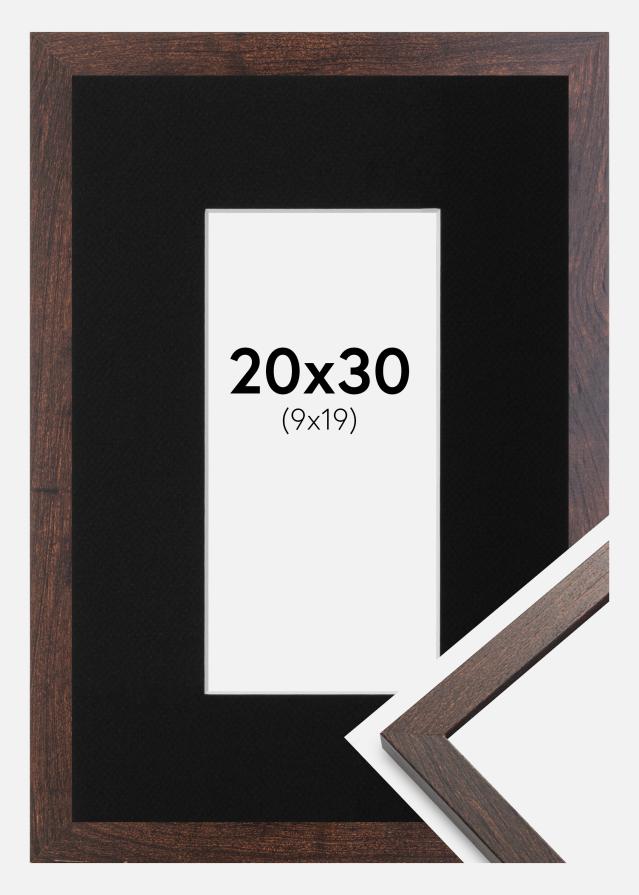 Cadre Trendy Noyer 20x30 cm - Passe-partout Noir 10x20 cm