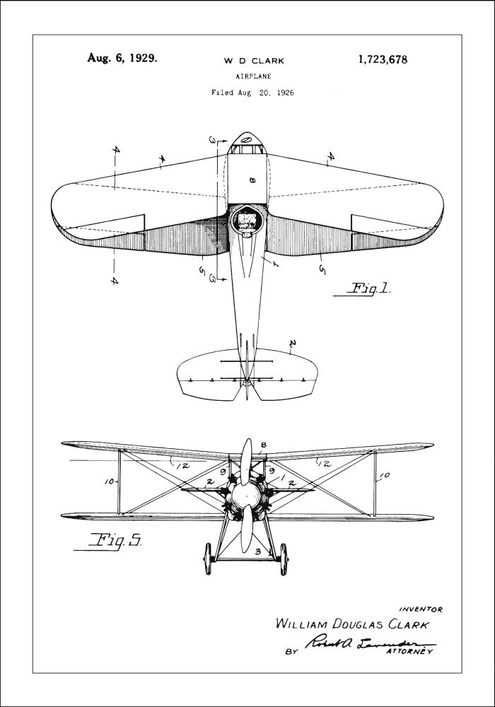 Dessin de brevet - Avion - Blanc Poster