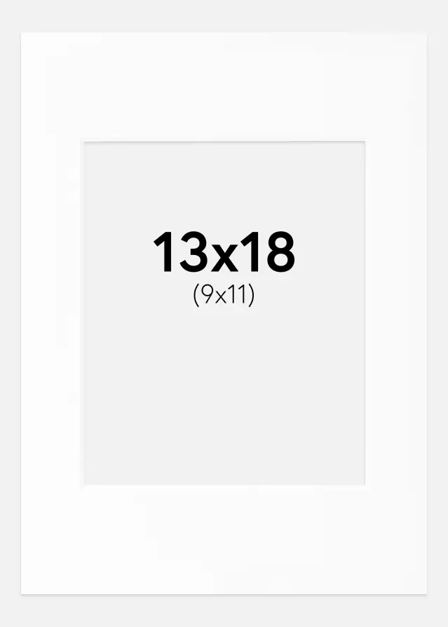 Passe-partout Blanc Standard (noyau blanc) 13x18 cm (9x11)